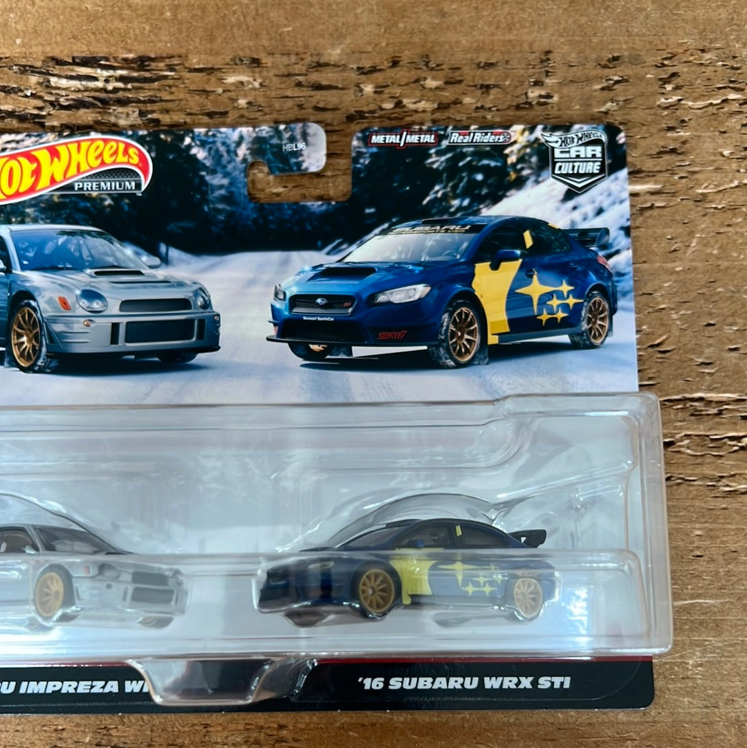Hot Wheels Premium 2 Pack Subaru Impreza WRX & 16 Subaru WRX STI
