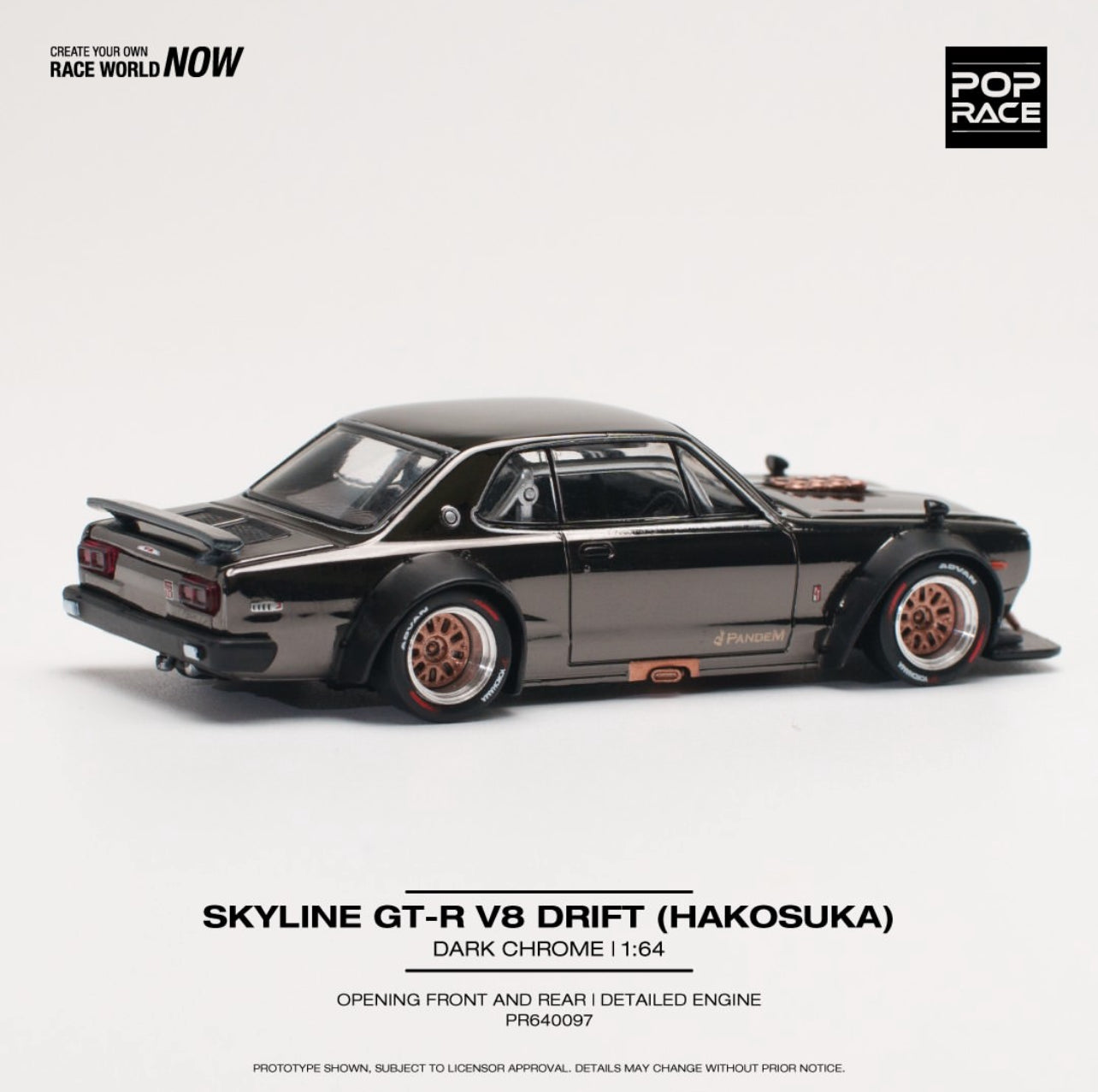 Pop Race Nissan Skyline GTR V8 Hakosuka Dark Chrome