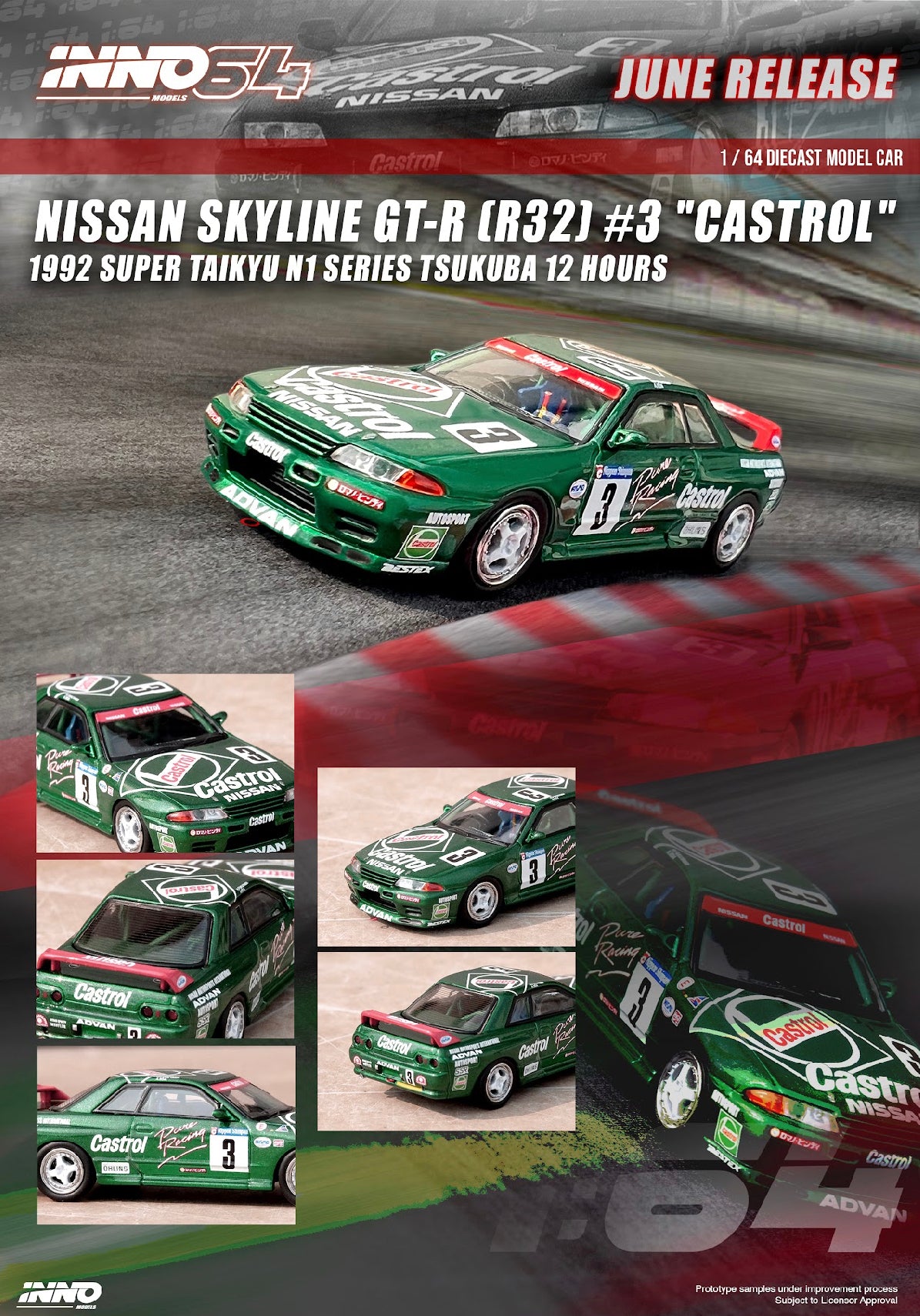 Inno64 Nissan Skyline R32 GTR Castrol Touring Car