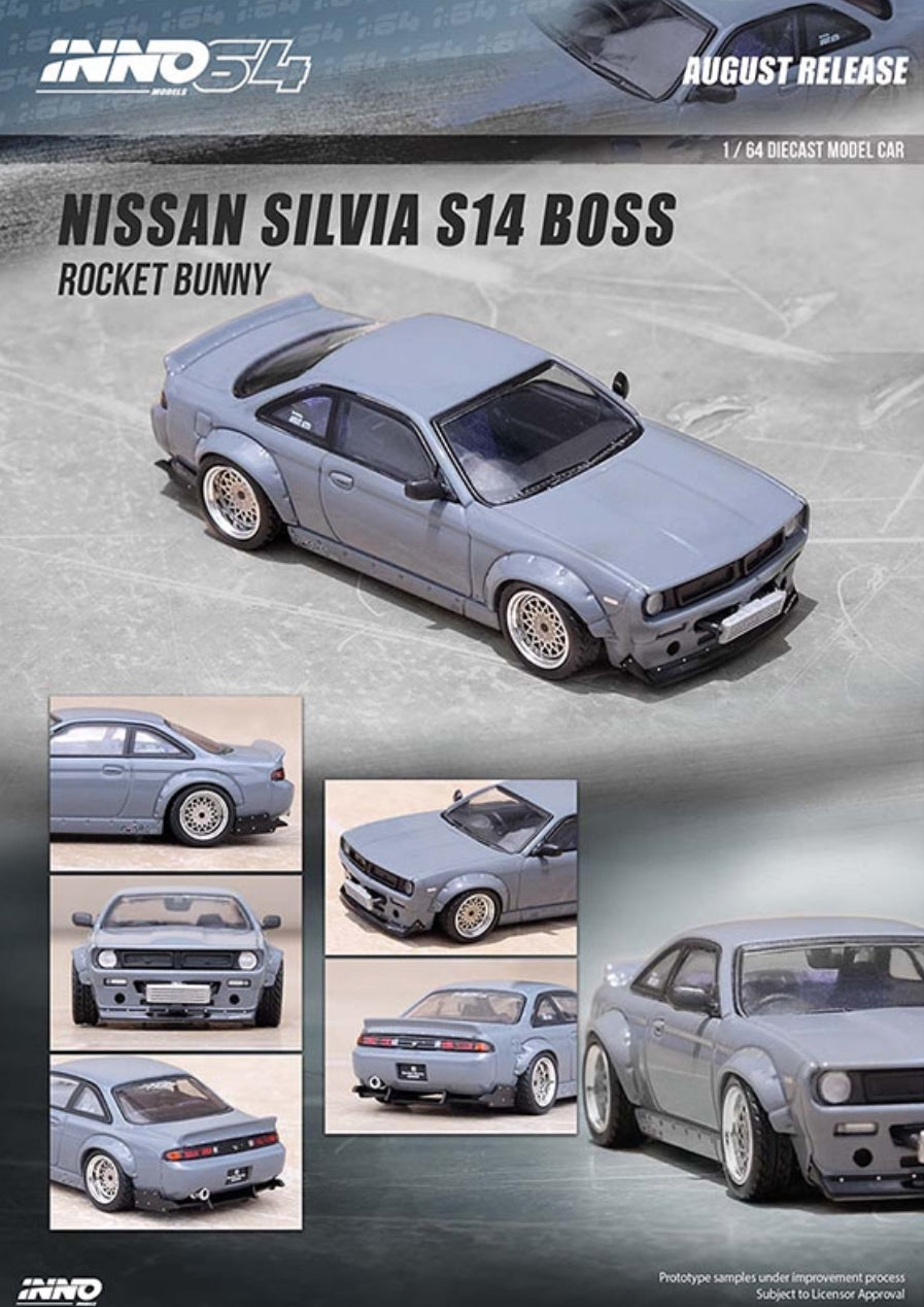 Inno64 Nissan Silvia S14 Rocket Bunny Boss Aero Grey