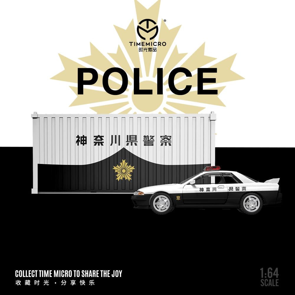 Time Micro Nissan Skyline R32 GTR Japanese Police Car & Container Set