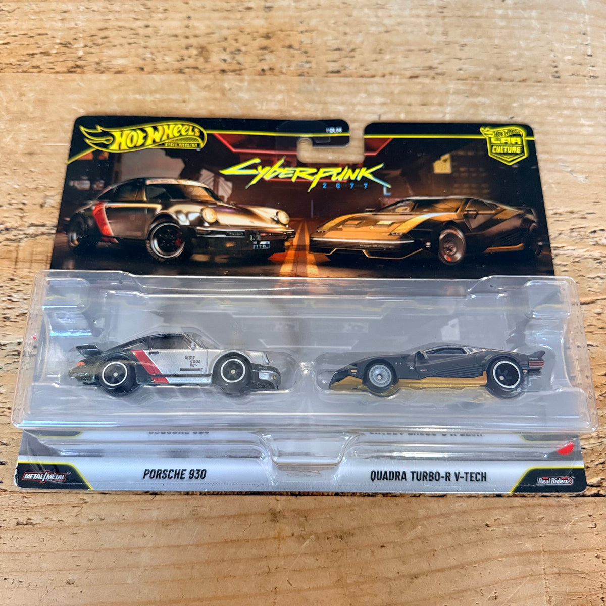 Hot Wheels Premium 2 Pack Cyberpunk Porsche 930 & Quadra Turbo-R V-Tech