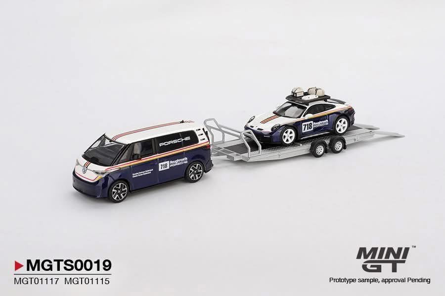 Mini GT Porsche 911 Dakar & Volkswagen ID Buzz With Trailer #MGTS0019