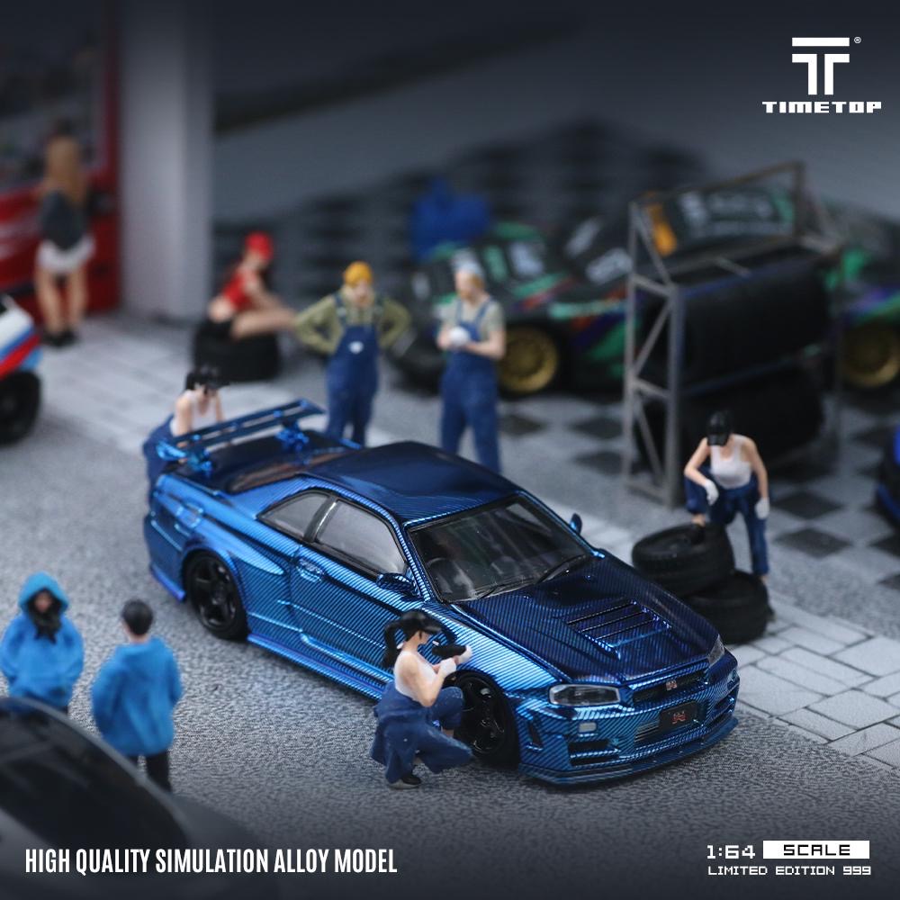 Time Top Nissan Skyline R34 GTR Blue Carbon Fibre