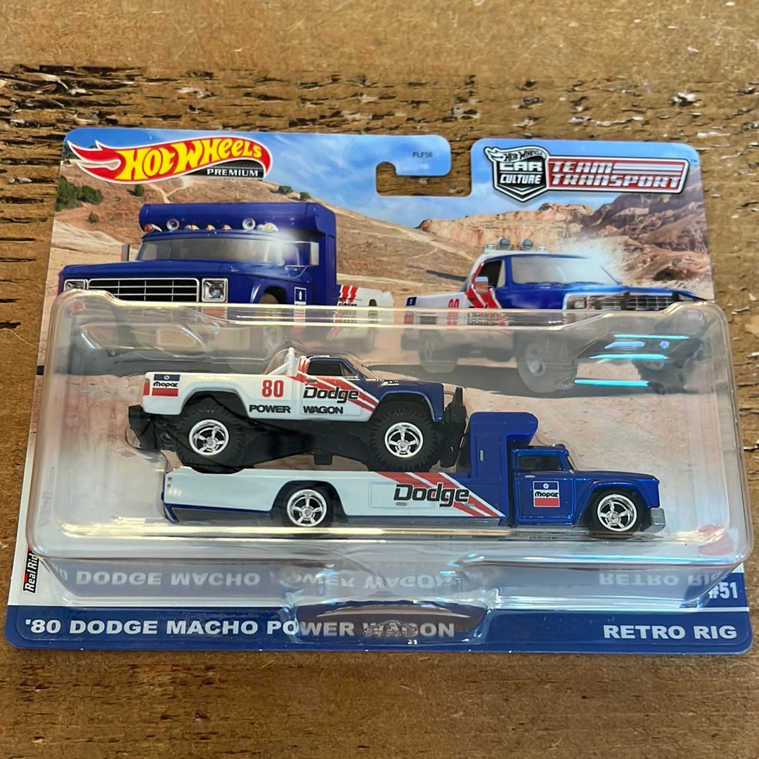 Hot Wheels Team Transport 80 Dodge Macho Power Wagon Retro Rig