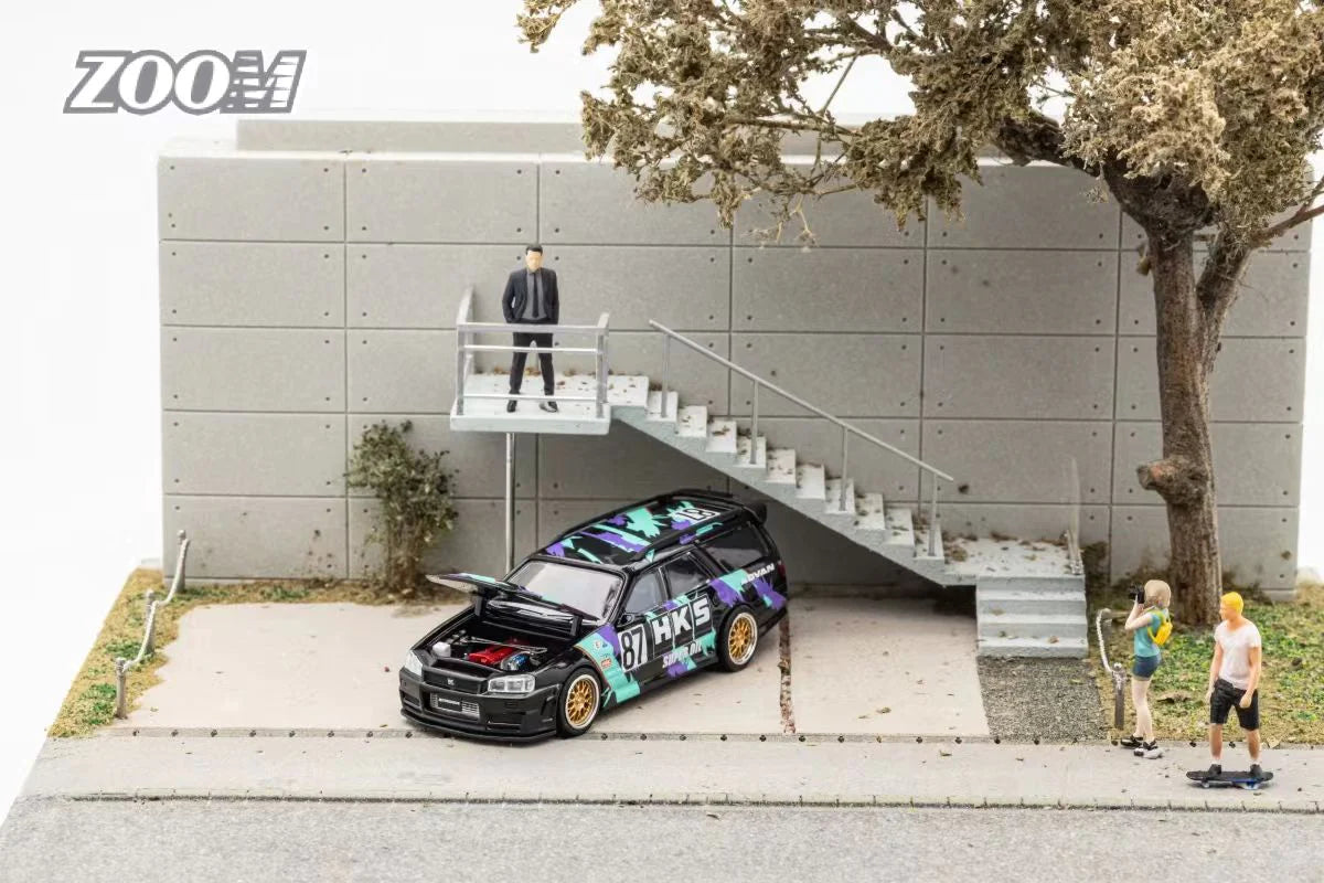 Zoom Model Nissan Stagea With R34 GTR Front End HKS Livery
