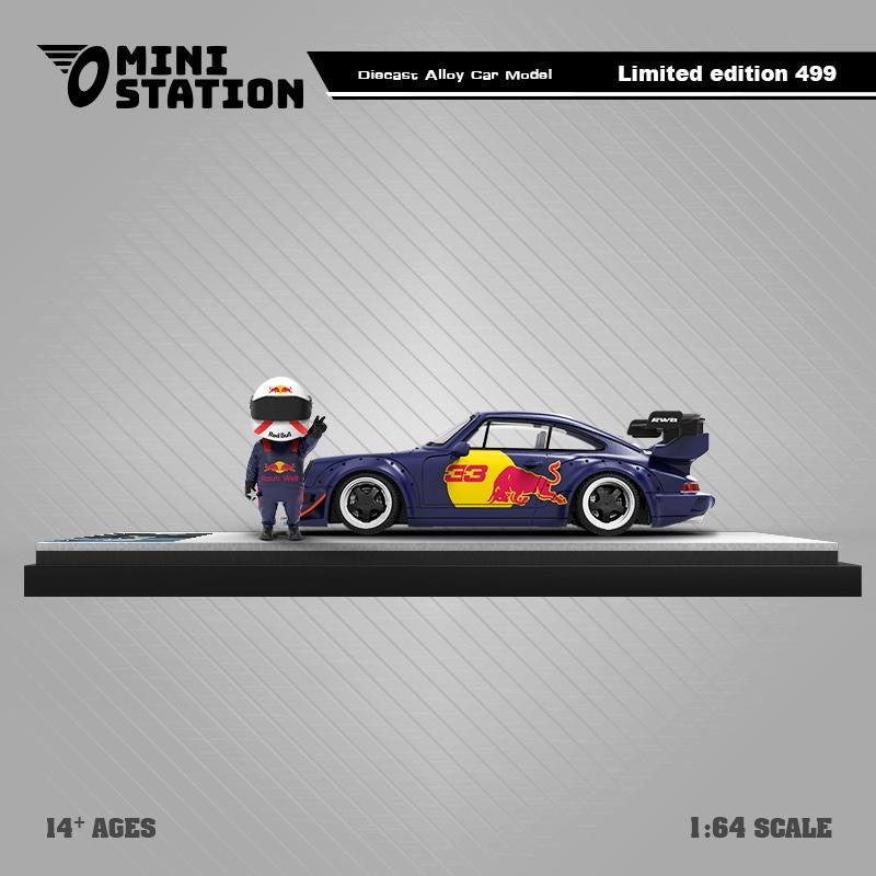 Mini Station Porsche 964 RWB Red Bull With Figure