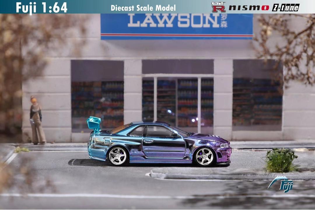 Fuji Model Nissan Skyline R34 GTR Purple/Blue Chrome