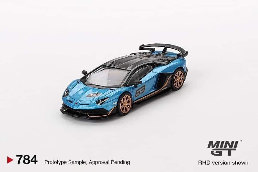 Mini GT Lamborghini Aventador SVJ 63 Blu Aegir #784
