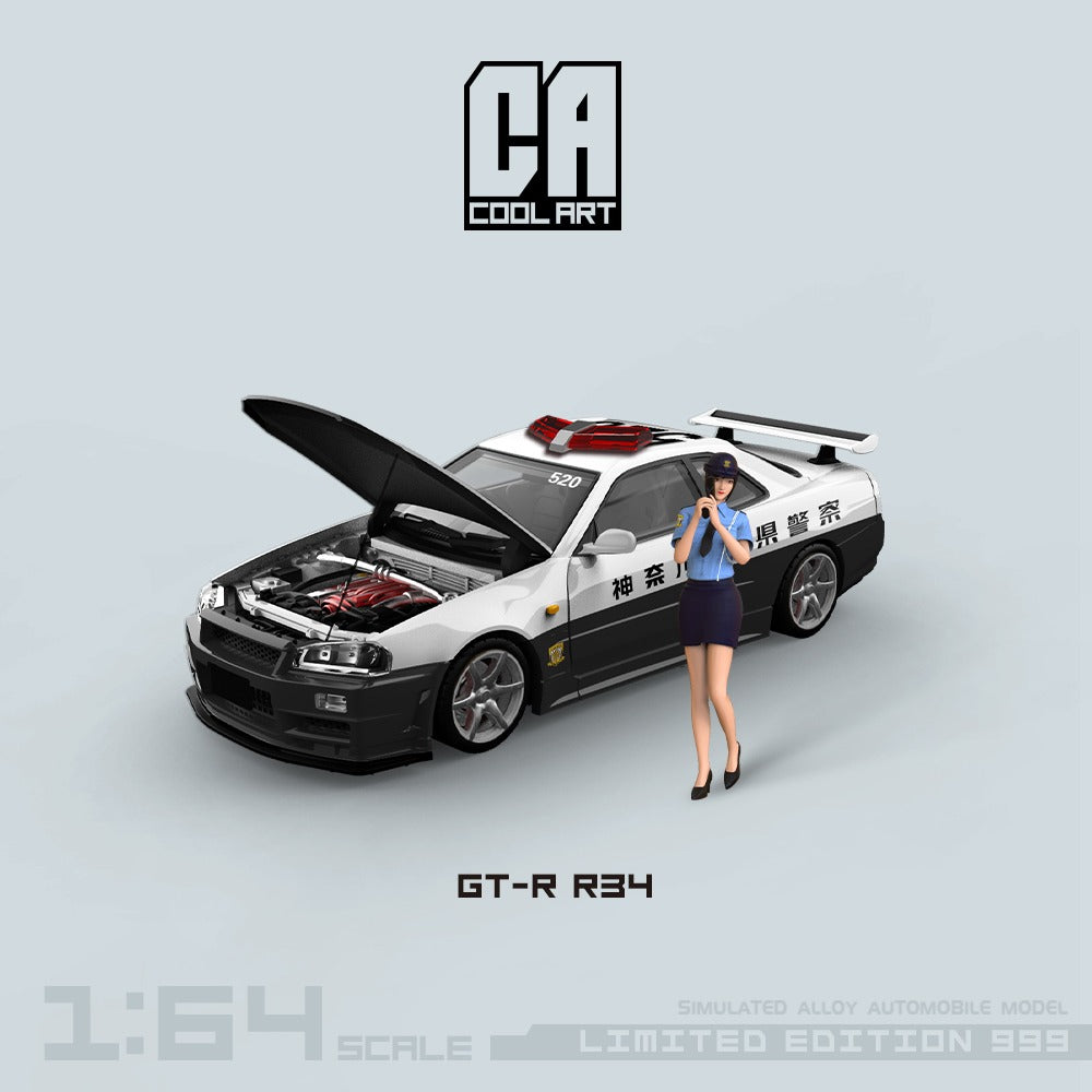 Cool Art Nissan Skyline R34 GTR Japanese Police With Figure