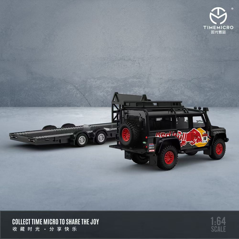 Time Micro Land Rover Defender & Trailer Set Red Bull