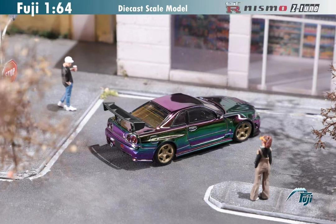 Fuji Model Nissan Skyline R34 GTR Green/Purple Chrome
