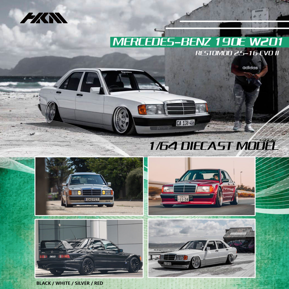 HKM Mercedes Benz 190E W201 EVO II White/Grey 2 Tone