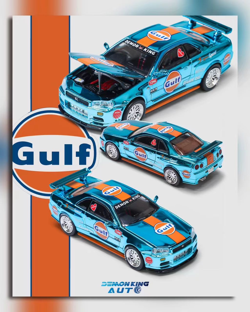 Demon King Nissan Skyline R34 GTR Electroplated Gulf