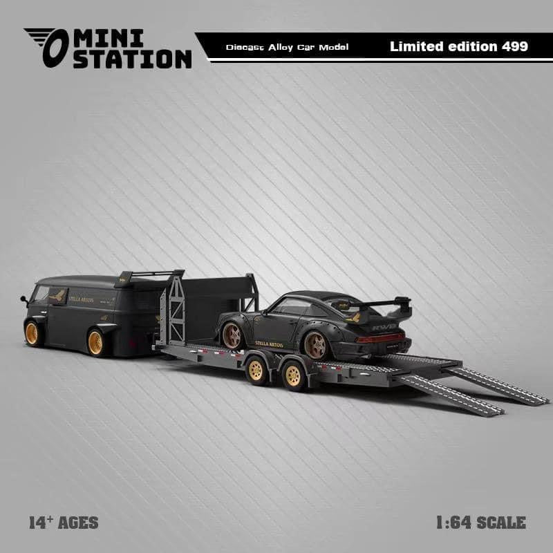 Mini Station Stella Artois RWB Set Volkswagen T1 Porsche 964 RWB And Trailer