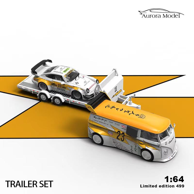 Aurora Model LBWK Set Volkswagen T1 Trailer & Porsche 964 RWB
