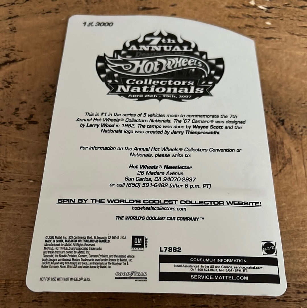 Hot Wheels Convention 67 Camaro 1 Of 3000