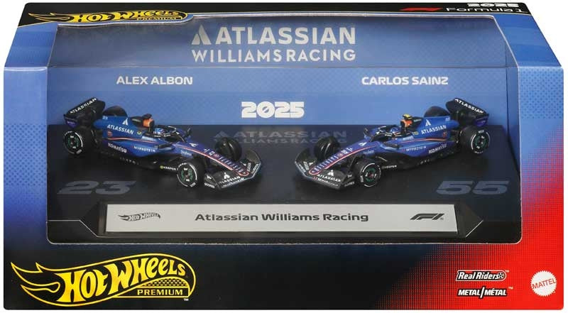Hot Wheels Premium Formula 1 F1 2 Pack Atlassian Williams Racing Alex Albon & Carlos Sainz