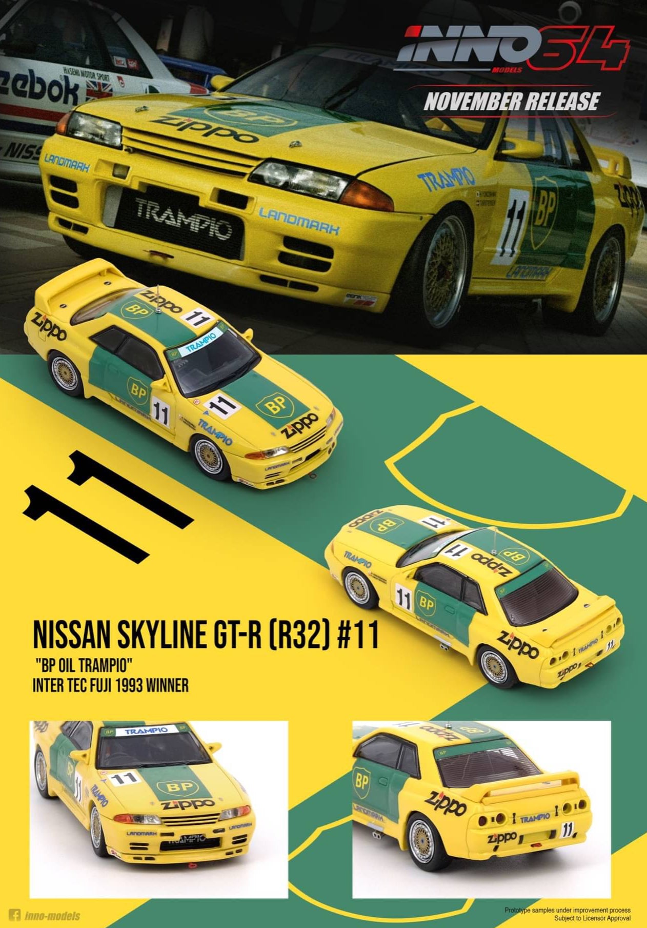 Inno64 Nissan Skyline R32 GTR BP Oil Trampio