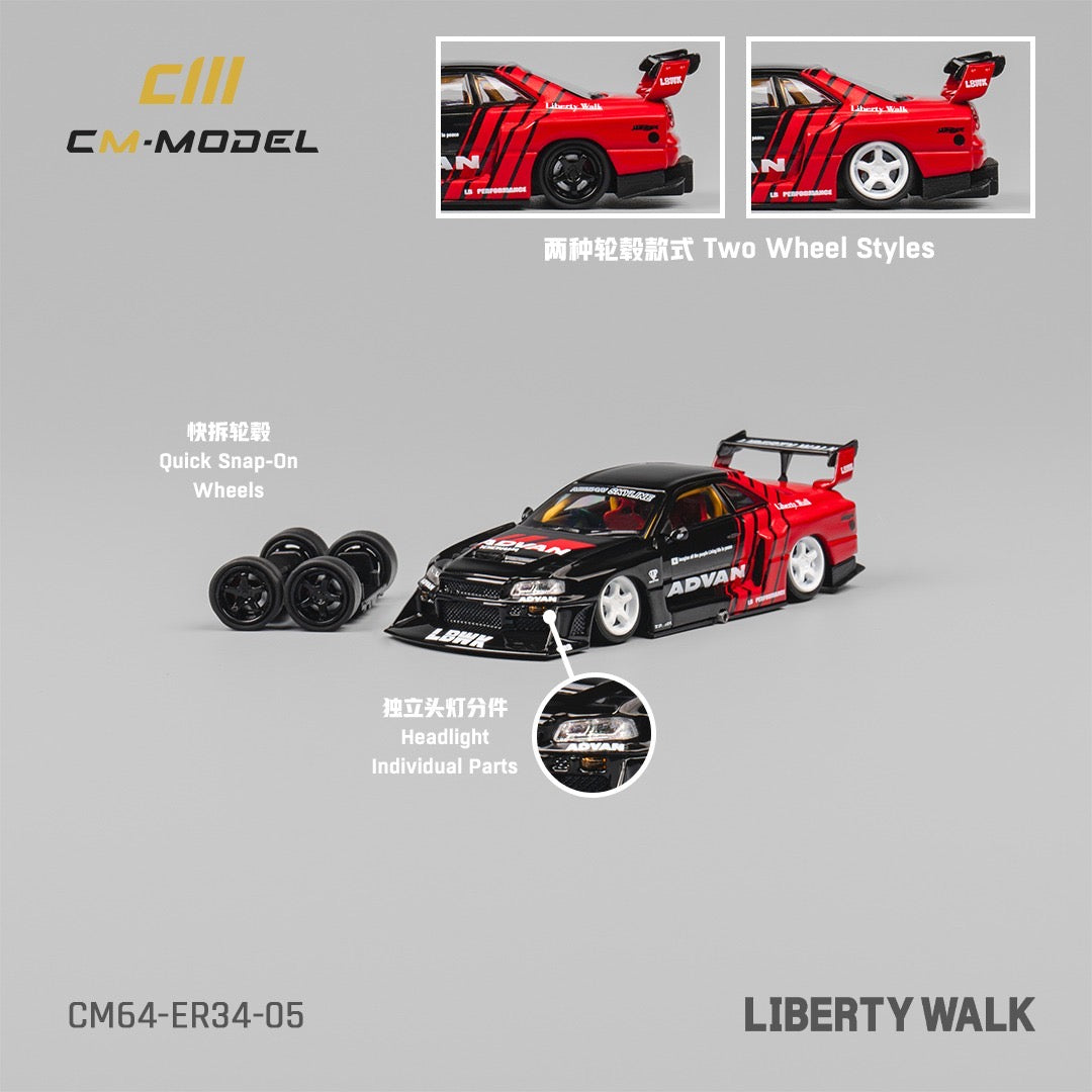 CM Model Liberty Walk Nissan Skyline R34 ER34 GTR Super Silhouette Advan
