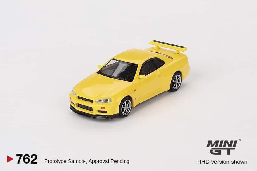 Mini GT Nissan Skyline R34 GTR V Spec Lightning Yellow #762