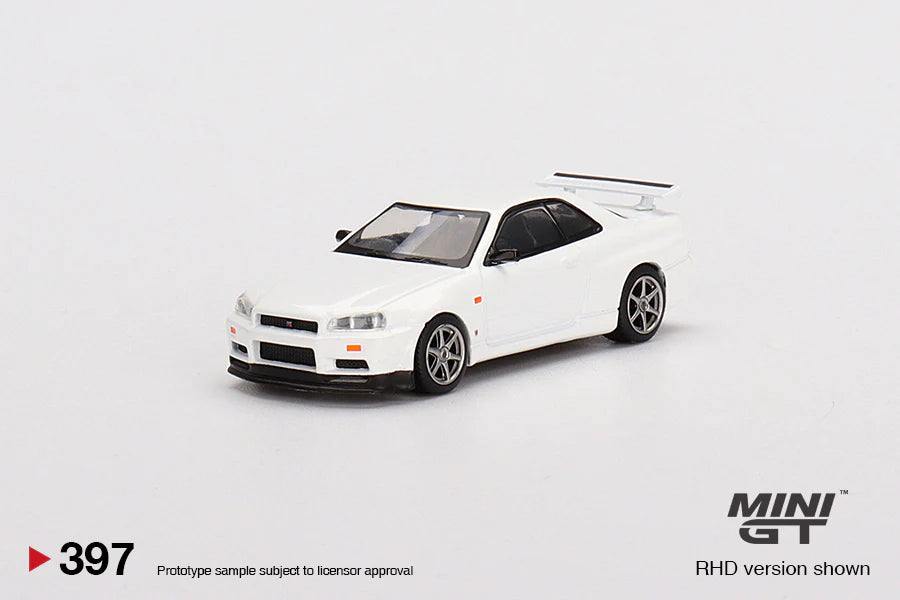 Mini GT Nissan Skyline R34 GTR White #397