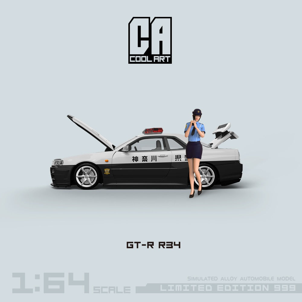 Cool Art Nissan Skyline R34 GTR Japanese Police With Figure