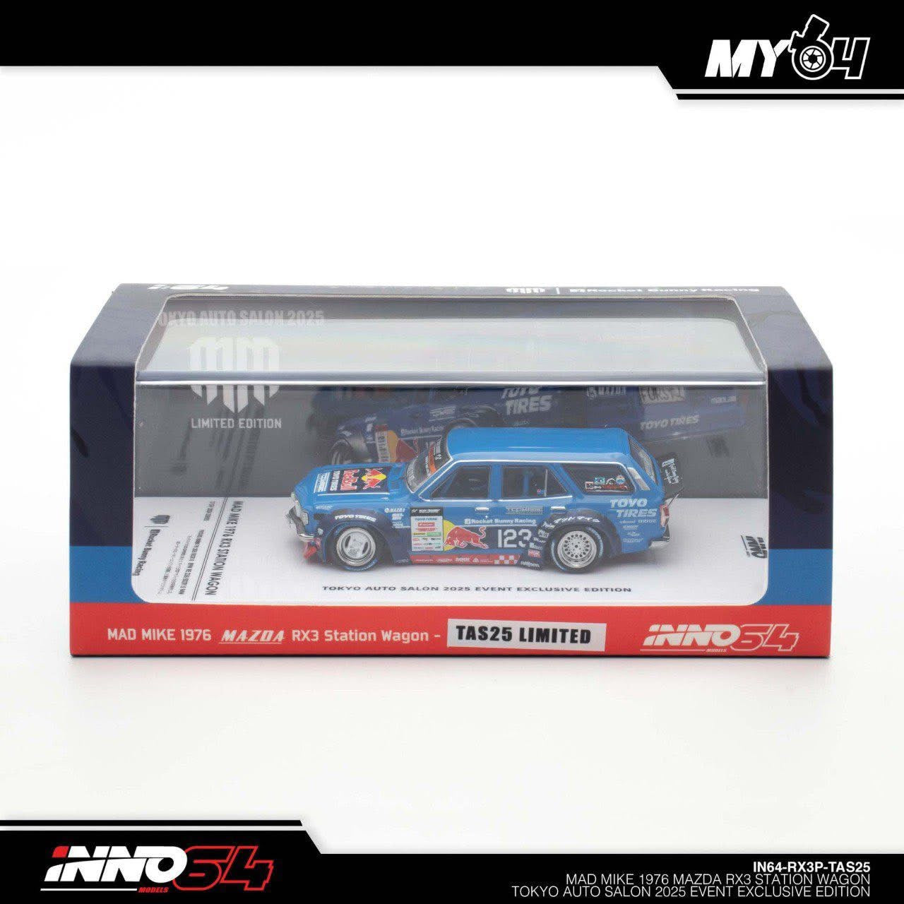 Inno64 Mad Mike 1976 Mazda RX3 Wagon Tokyo Auto Salon 2025 Exclusive