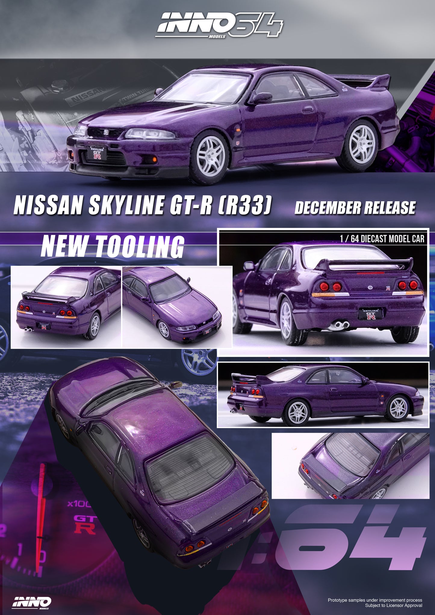 Inno64 Nissan Skyline R33 GTR Midnight Purple