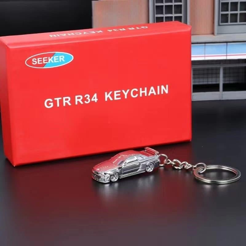 Seeker Nissan Skyline R34 GTR Keyring Silver Chrome