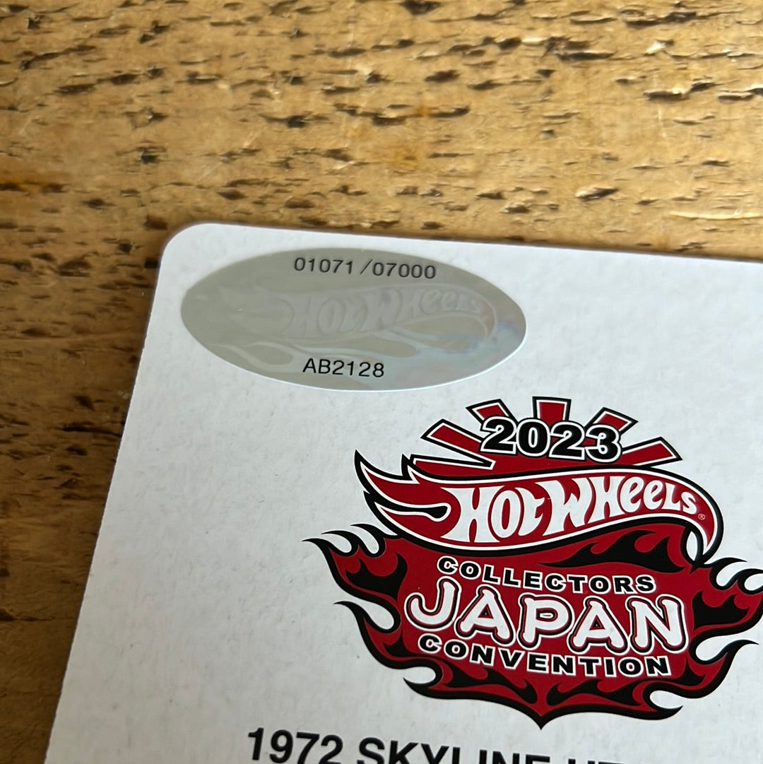 Hot Wheels Japan Convention 1972 Nissan Skyline HT 2000 GT-R With Sticker Sheet