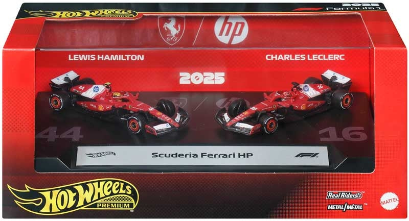Hot Wheels Premium Formula 1 F1 2 Pack Ferrari Lewis Hamilton & Charles Leclerc
