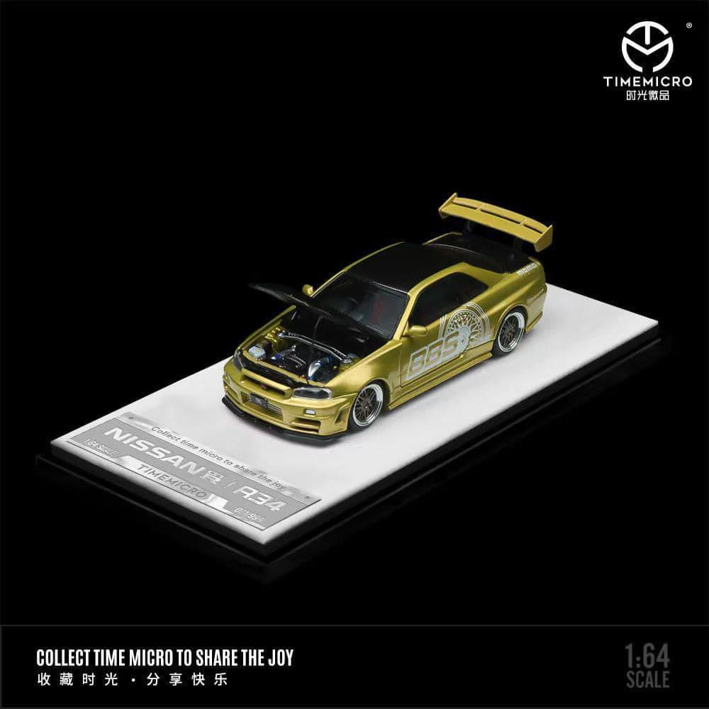 Time Micro Nissan Skyline R34 GTR Yellow BBS