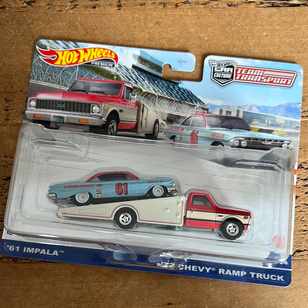 Hot Wheels Team Transport 61 Impala 72 Chevy Ramp Truck