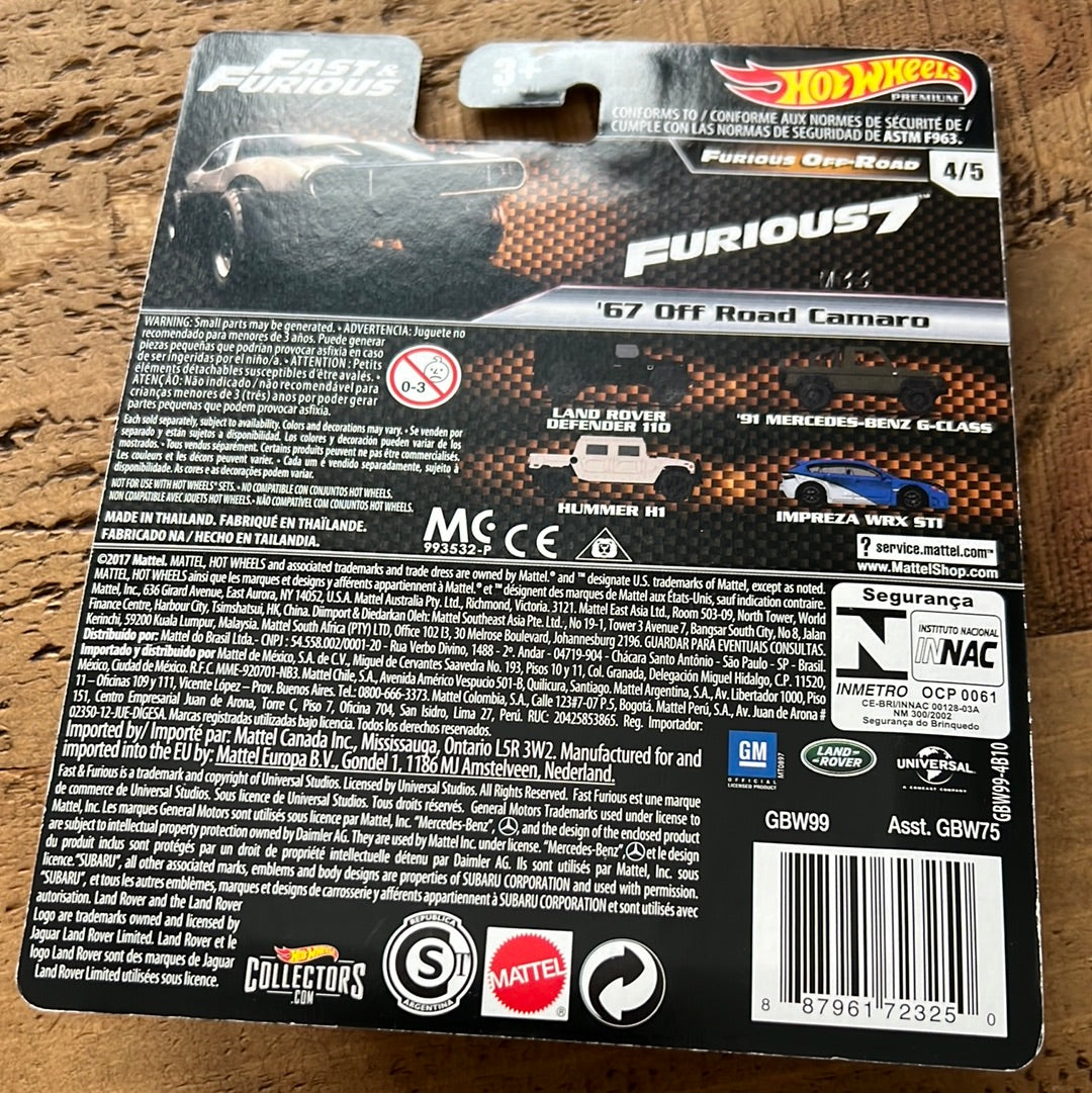 Hot Wheels Premium Fast & Furious 67 Off Road Camaro