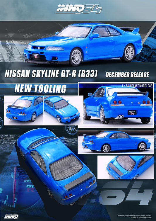 Inno64 Nissan Skyline R33 GTR Bayside Blue