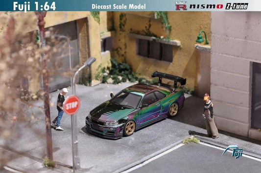 Fuji Model Nissan Skyline R34 GTR Green/Purple Chrome