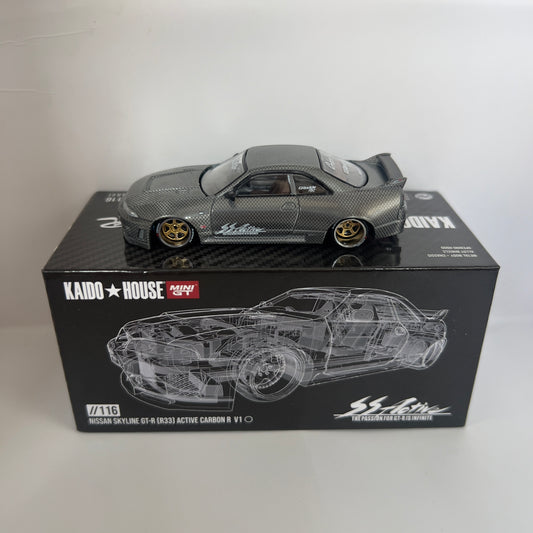 Mini GT x Kaido House Nissan Skyline R33 GTR Active Carbon V1 Chase #116