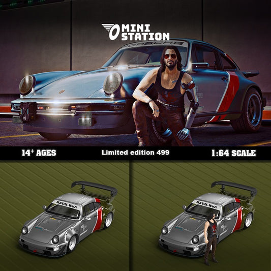 Mini Station Porsche 964 RWB Cyberpunk With Figure