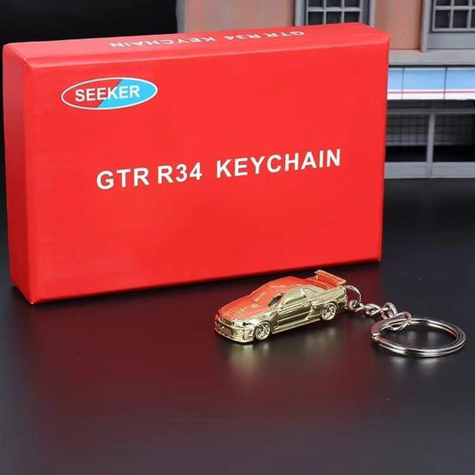 Seeker Nissan Skyline R34 GTR Keyring Gold Chrome