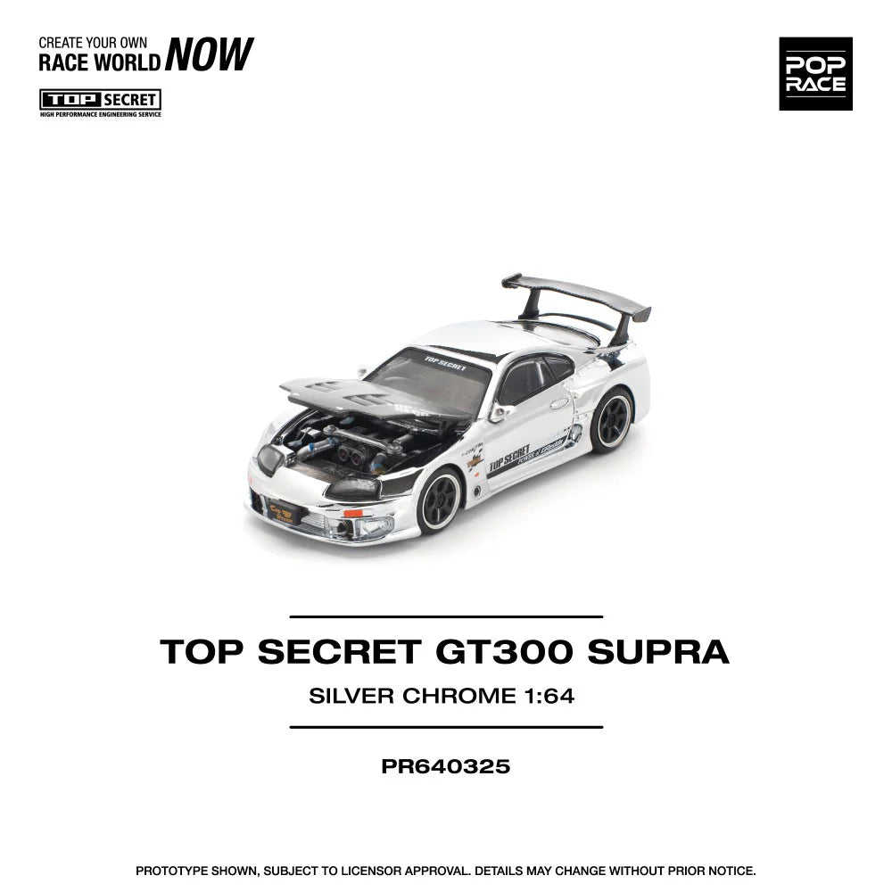 Pop Race Top Secret Toyota Supra GT300 Silver Chrome