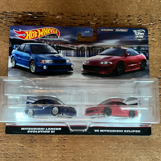 Hot Wheels Premium 2 Pack Mitsubishi Lancer Evolution VI & 95 Mitsubishi Eclipse