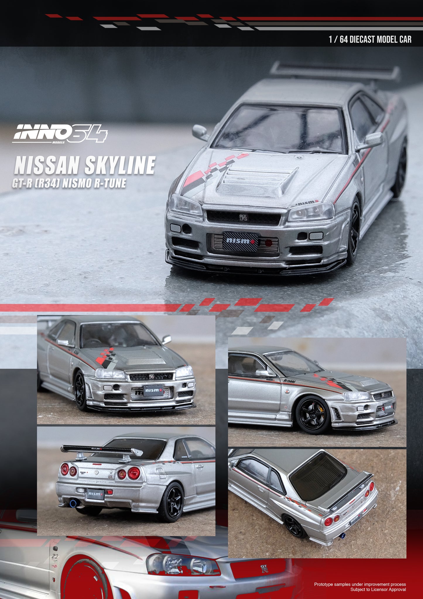 Inno64 Nissan Skyline R34 GTR Z Tune Silver