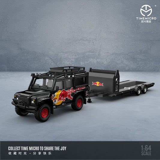 Time Micro Land Rover Defender & Trailer Set Red Bull