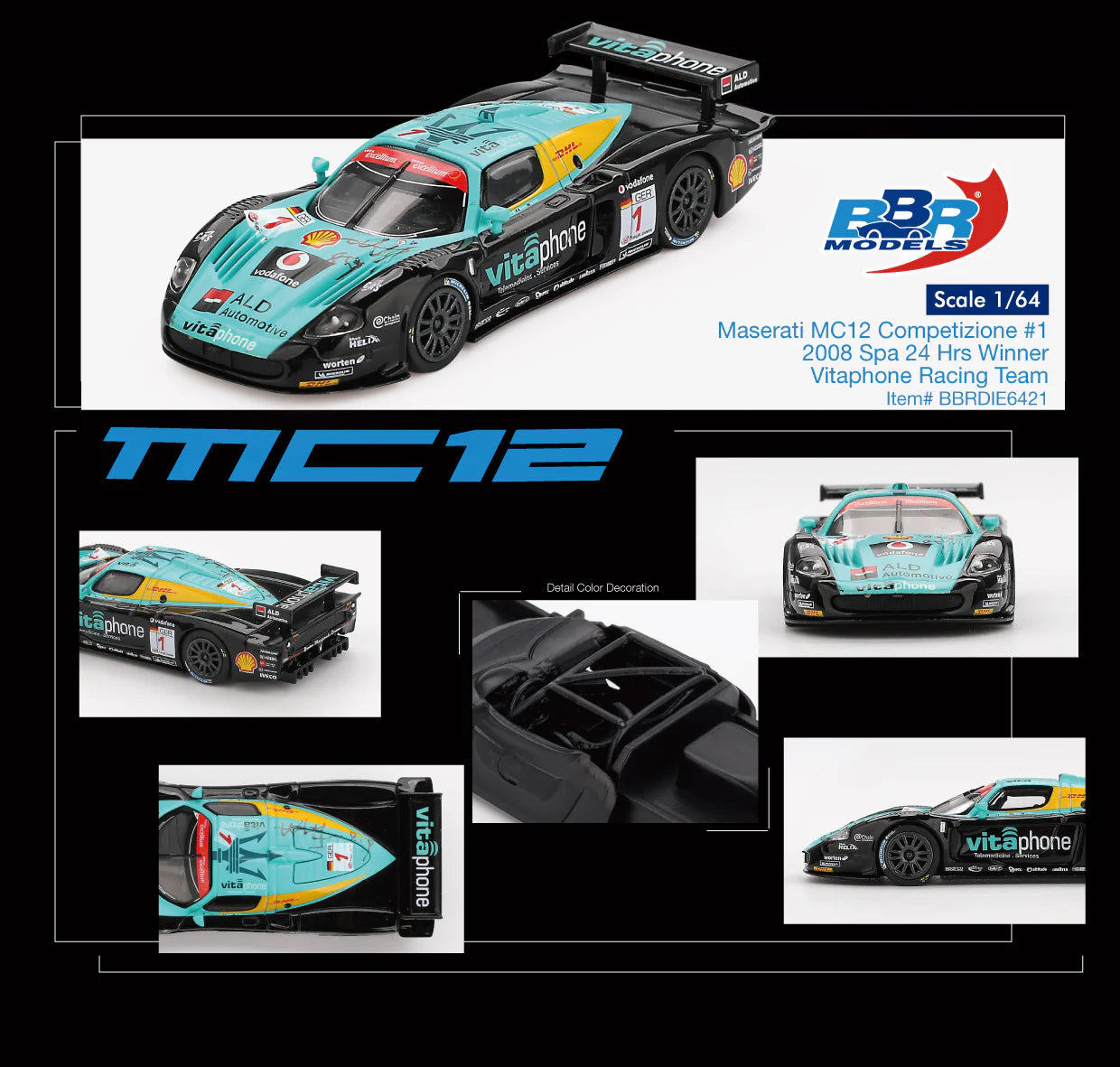 BBR Models Maserati MC12 Spa 24HRS Winner