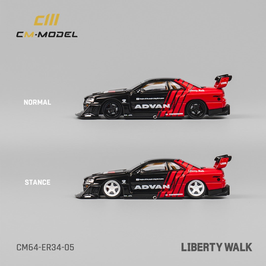 CM Model Liberty Walk Nissan Skyline R34 ER34 GTR Super Silhouette Advan