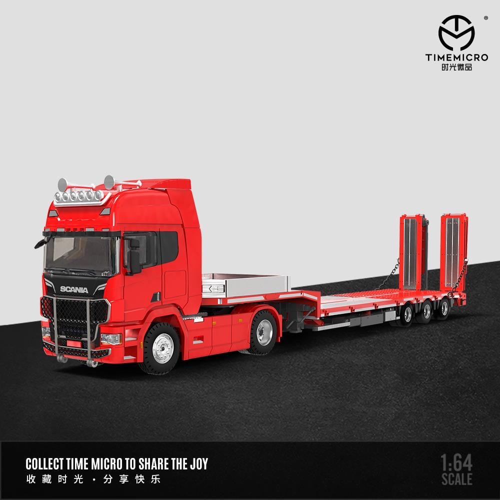 Time Micro Scania Truck & Flatbed Trailer Red