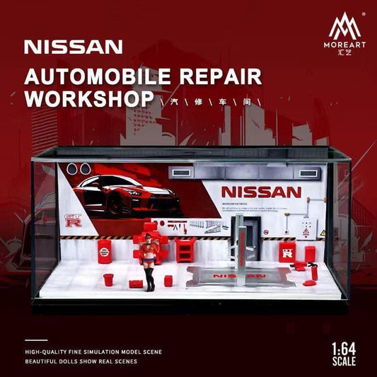MoreArt Diorama Nissan Automobile Repair Workshop With Accessories