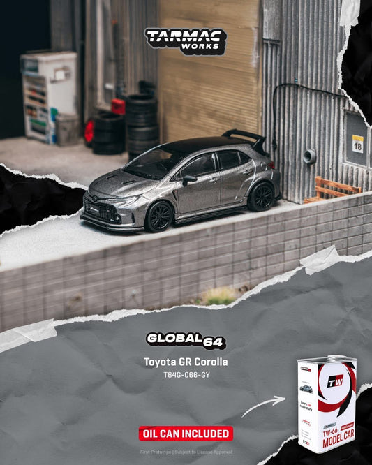 Tarmac Works Toyota GR Corolla With Metal Oil Can