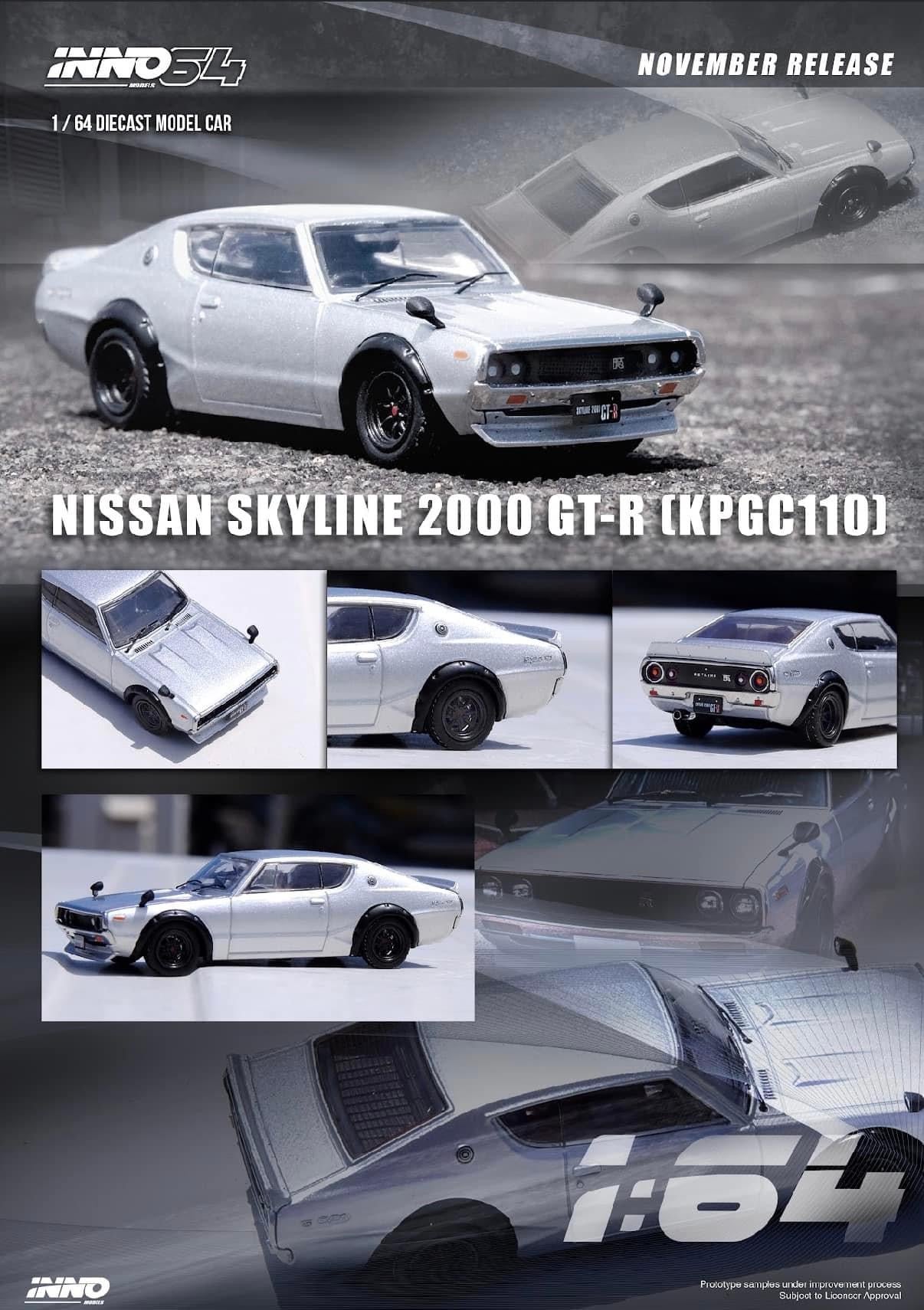 Inno64 Nissan Skyline 2000 GTR KPGC110 Silver